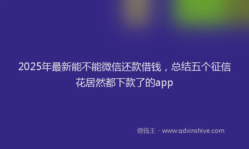 2025年最新能不能微信还款借钱，总结五个征信花居然都下款了的app