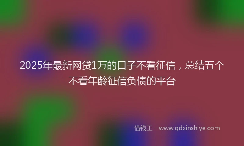 2025年最新网贷1万的口子不看征信，总结五个不看年龄征信负债的平台