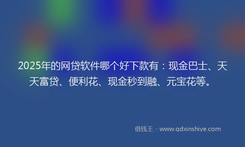 2025年的网贷软件哪个好下款有：现金巴士、天天富贷、便利花、现金秒到融、元宝花等。