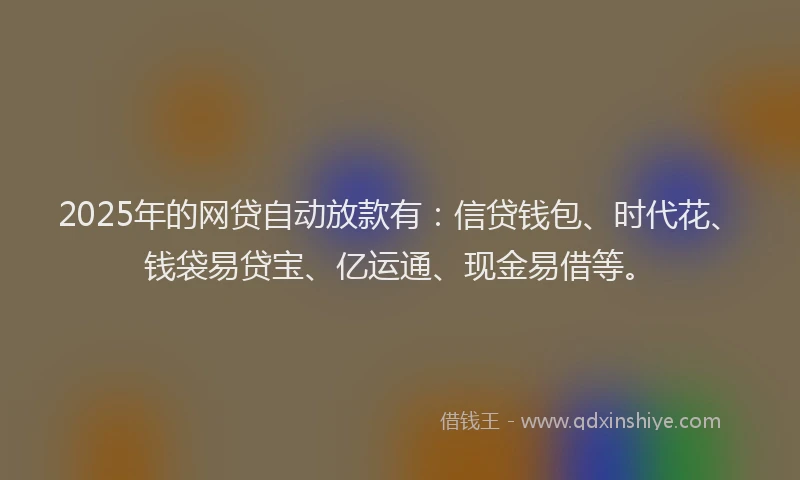 2025年的网贷自动放款有：信贷钱包、时代花、钱袋易贷宝、亿运通、现金易借等。