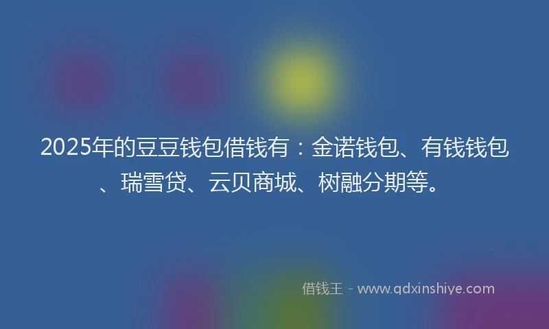 2025年的豆豆钱包借钱有：金诺钱包、有钱钱包、瑞雪贷、云贝商城、树融分期等。