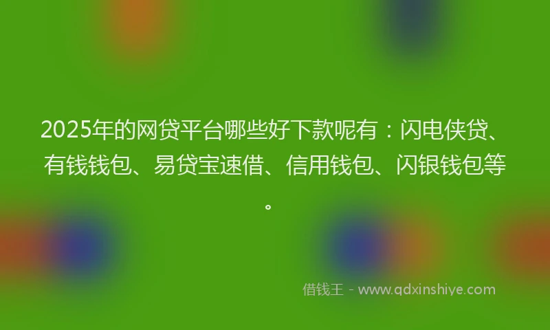 2025年的网贷平台哪些好下款呢有：闪电侠贷、有钱钱包、易贷宝速借、信用钱包、闪银钱包等。