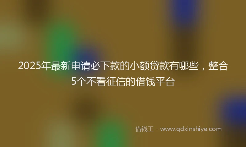 2025年最新申请必下款的小额贷款有哪些，整合5个不看征信的借钱平台