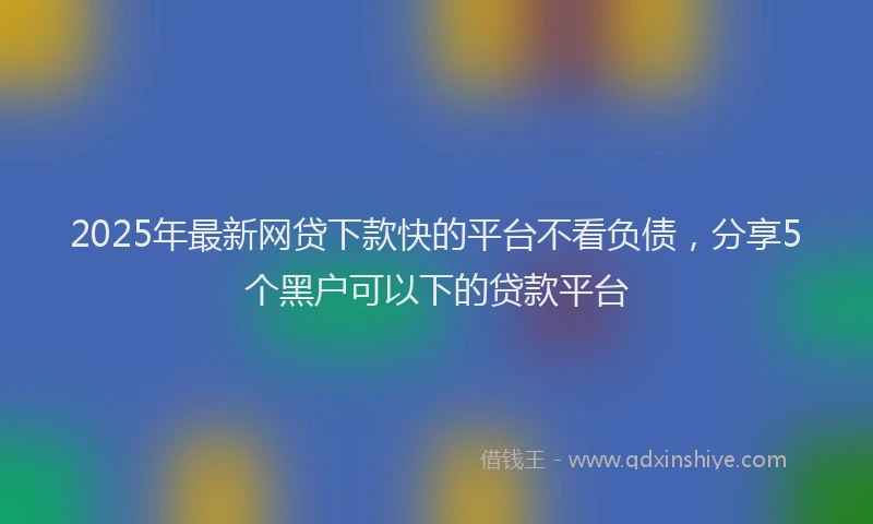 2025年最新网贷下款快的平台不看负债，分享5个黑户可以下的贷款平台
