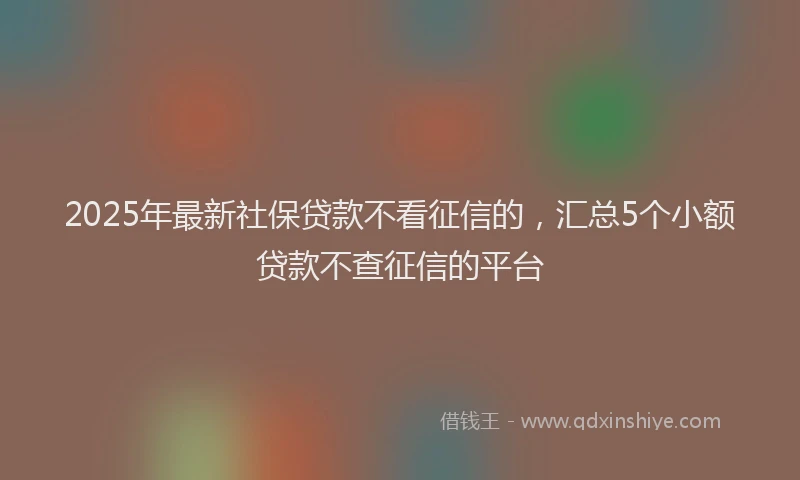 2025年最新社保贷款不看征信的，汇总5个小额贷款不查征信的平台