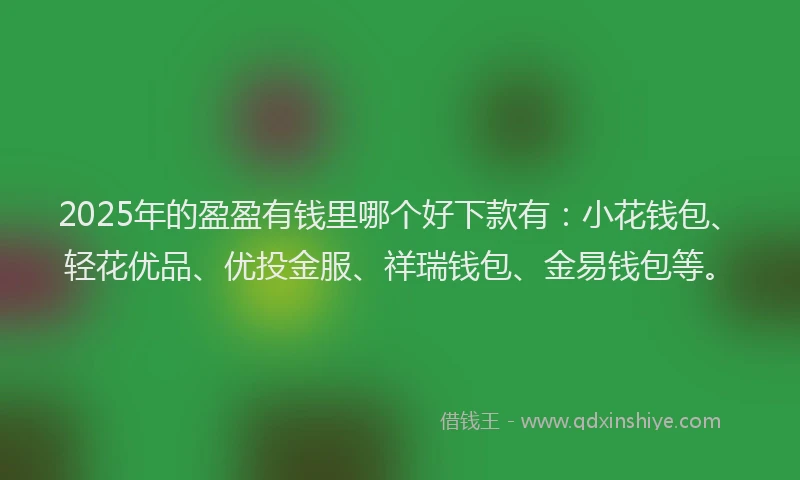 2025年的盈盈有钱里哪个好下款有：小花钱包、轻花优品、优投金服、祥瑞钱包、金易钱包等。