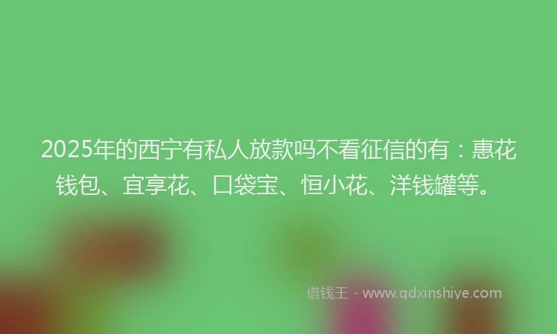 2025年的西宁有私人放款吗不看征信的有：惠花钱包、宜享花、口袋宝、恒小花、洋钱罐等。