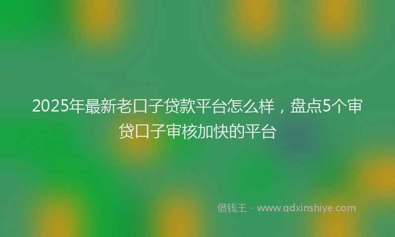 2025年最新老口子贷款平台怎么样，盘点5个审贷口子审核加快的平台
