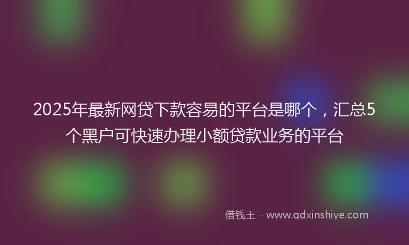2025年最新网贷下款容易的平台是哪个，汇总5个黑户可快速办理小额贷款业务的平台