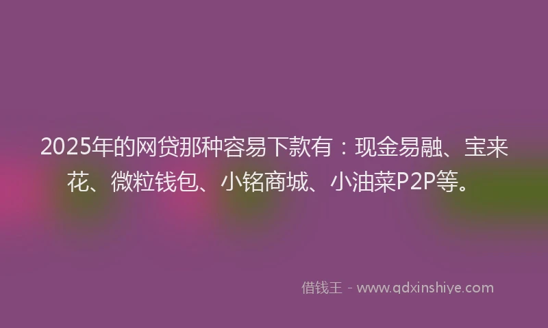 2025年的网贷那种容易下款有：现金易融、宝来花、微粒钱包、小铭商城、小油菜P2P等。