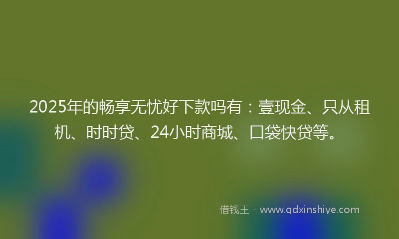 2025年的畅享无忧好下款吗有：壹现金、只从租机、时时贷、24小时商城、口袋快贷等。
