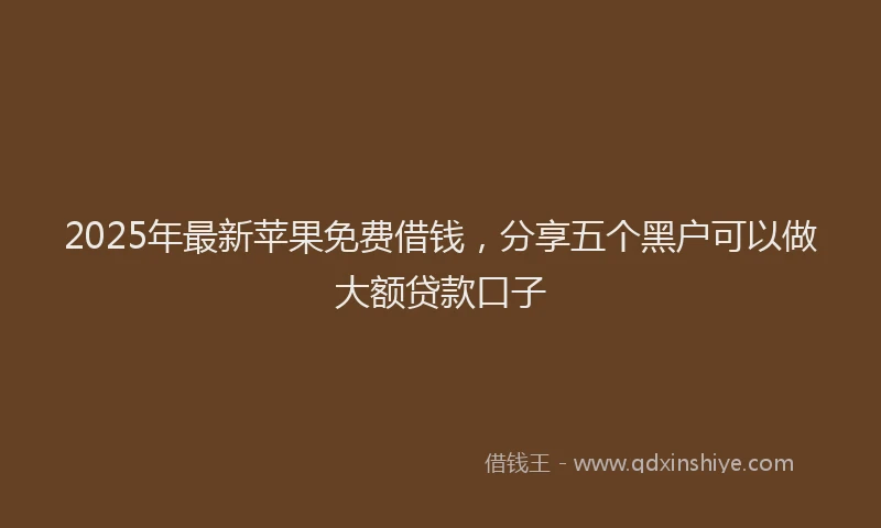 2025年最新苹果免费借钱，分享五个黑户可以做大额贷款口子