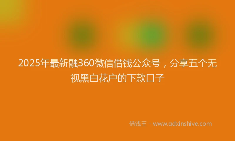 2025年最新融360微信借钱公众号，分享五个无视黑白花户的下款口子