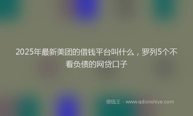 2025年最新美团的借钱平台叫什么，罗列5个不看负债的网贷口子