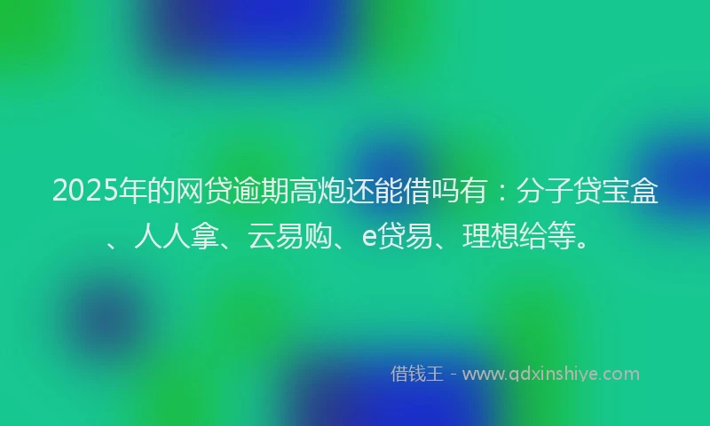 2025年的网贷逾期高炮还能借吗有：分子贷宝盒、人人拿、云易购、e贷易、理想给等。