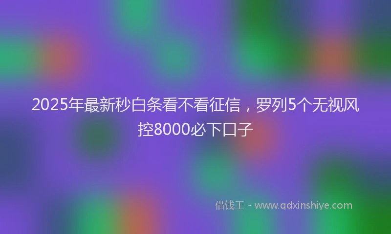 2025年最新秒白条看不看征信，罗列5个无视风控8000必下口子