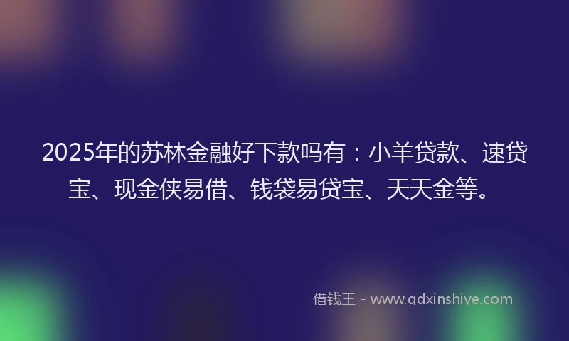 2025年的苏林金融好下款吗有：小羊贷款、速贷宝、现金侠易借、钱袋易贷宝、天天金等。