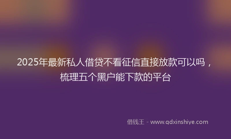 2025年最新私人借贷不看征信直接放款可以吗，梳理五个黑户能下款的平台