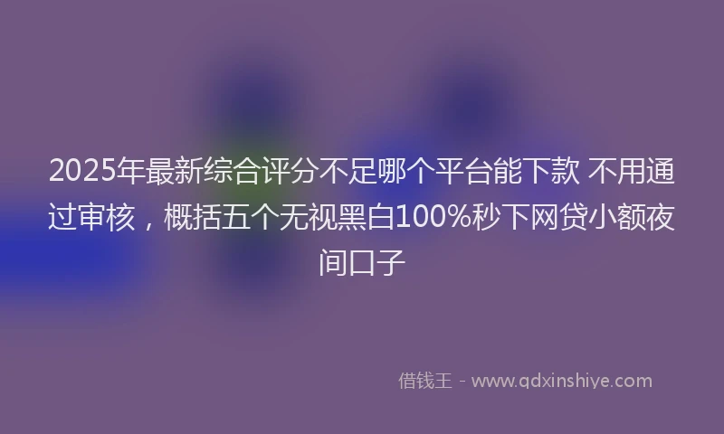 2025年最新综合评分不足哪个平台能下款 不用通过审核，概括五个无视黑白100%秒下网贷小额夜间口子