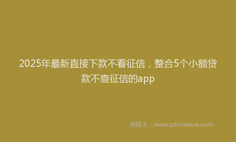 2025年最新直接下款不看征信，整合5个小额贷款不查征信的app