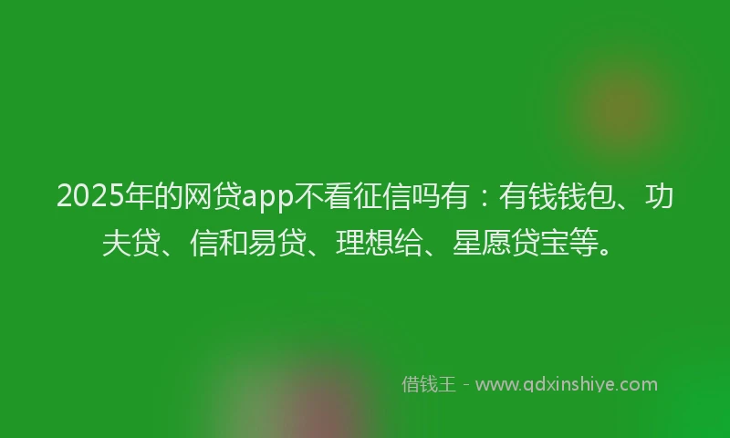 2025年的网贷app不看征信吗有：有钱钱包、功夫贷、信和易贷、理想给、星愿贷宝等。