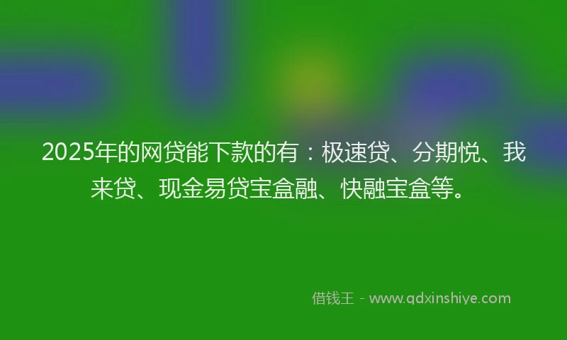 2025年的网贷能下款的有：极速贷、分期悦、我来贷、现金易贷宝盒融、快融宝盒等。