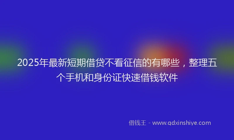 2025年最新短期借贷不看征信的有哪些，整理五个手机和身份证快速借钱软件