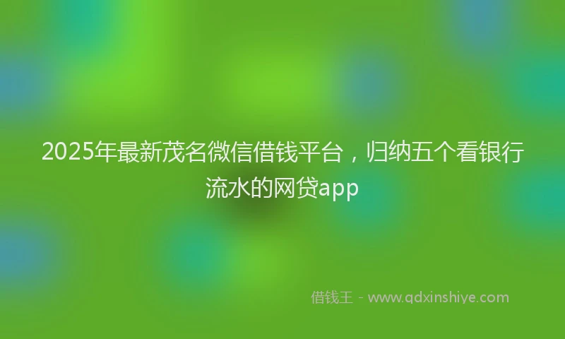 2025年最新茂名微信借钱平台，归纳五个看银行流水的网贷app