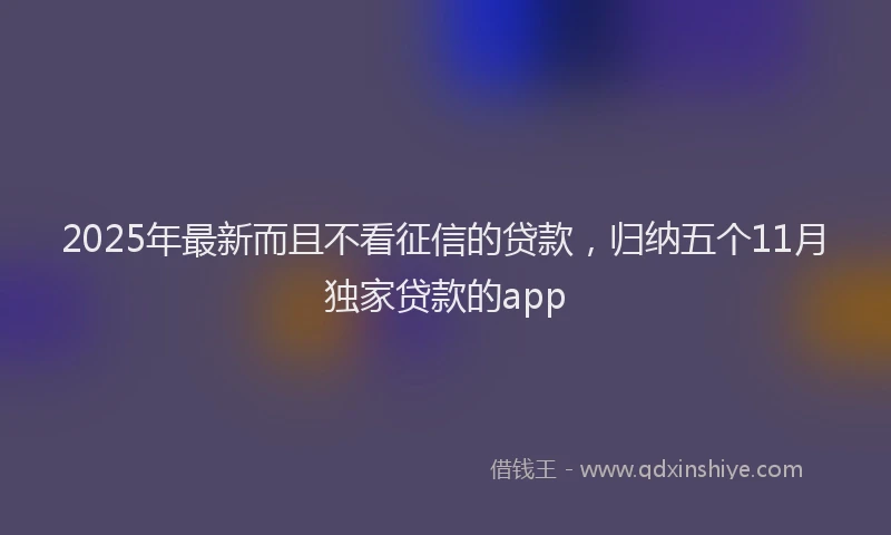 2025年最新而且不看征信的贷款，归纳五个11月独家贷款的app