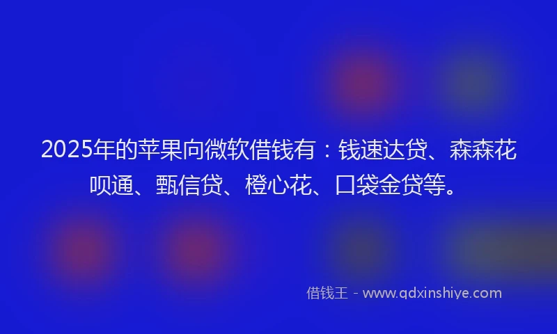 2025年的苹果向微软借钱有：钱速达贷、森森花呗通、甄信贷、橙心花、口袋金贷等。