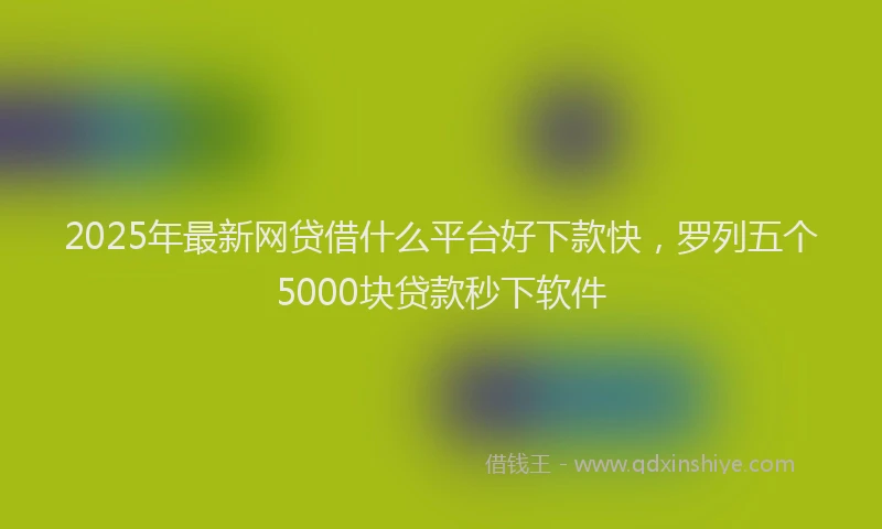 2025年最新网贷借什么平台好下款快，罗列五个5000块贷款秒下软件