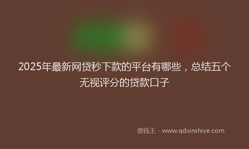 2025年最新网贷秒下款的平台有哪些，总结五个无视评分的贷款口子