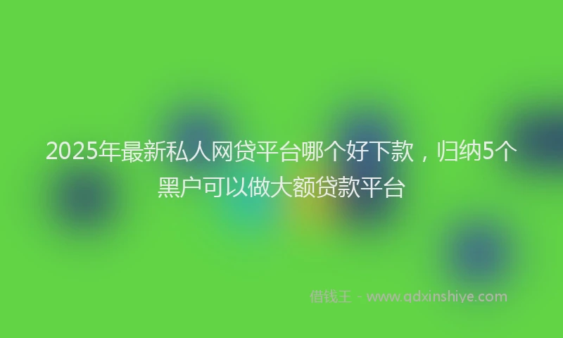 2025年最新私人网贷平台哪个好下款，归纳5个黑户可以做大额贷款平台
