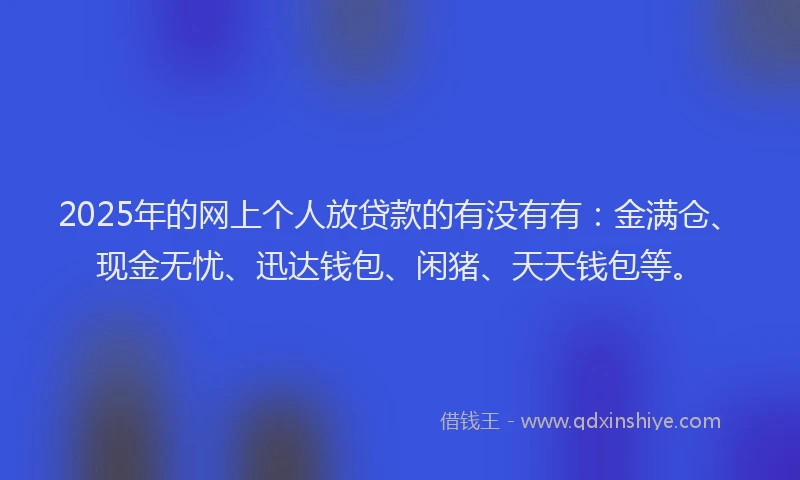 2025年的网上个人放贷款的有没有有：金满仓、现金无忧、迅达钱包、闲猪、天天钱包等。