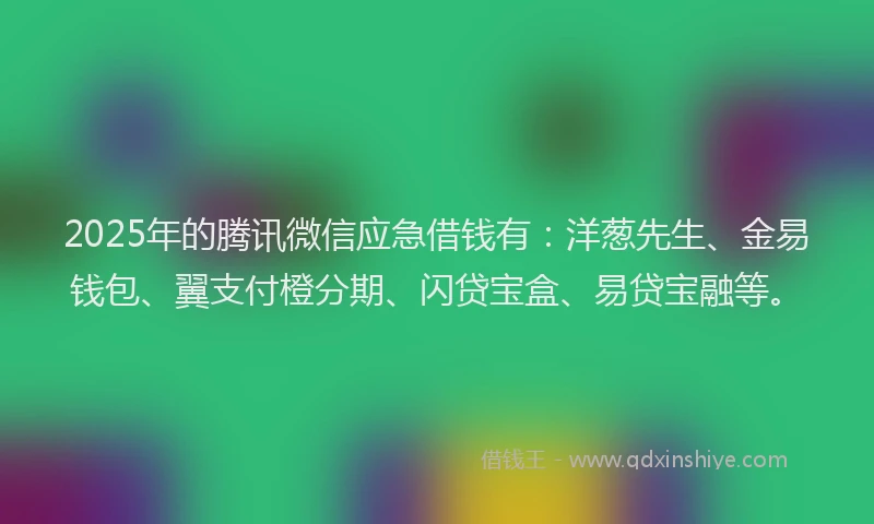 2025年的腾讯微信应急借钱有：洋葱先生、金易钱包、翼支付橙分期、闪贷宝盒、易贷宝融等。