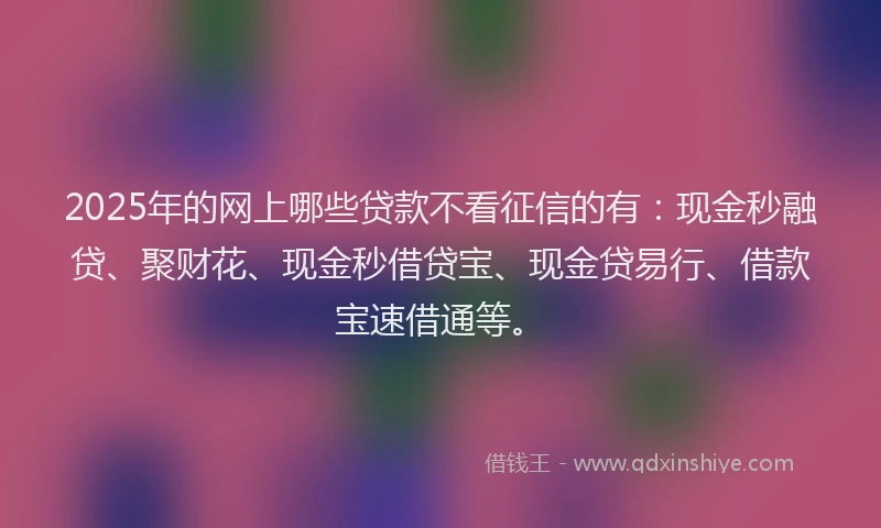 2025年的网上哪些贷款不看征信的有：现金秒融贷、聚财花、现金秒借贷宝、现金贷易行、借款宝速借通等。