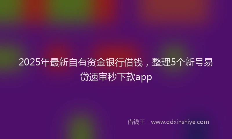 2025年最新自有资金银行借钱，整理5个新号易贷速审秒下款app