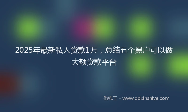 2025年最新私人贷款1万，总结五个黑户可以做大额贷款平台