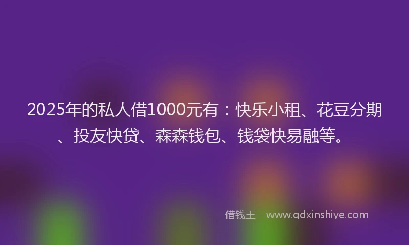 2025年的私人借1000元有：快乐小租、花豆分期、投友快贷、森森钱包、钱袋快易融等。