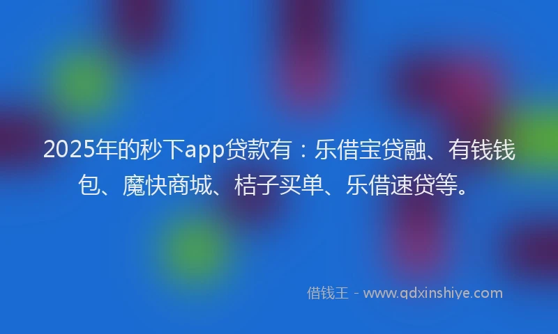2025年的秒下app贷款有：乐借宝贷融、有钱钱包、魔快商城、桔子买单、乐借速贷等。