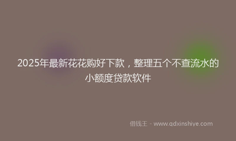 2025年最新花花购好下款，整理五个不查流水的小额度贷款软件