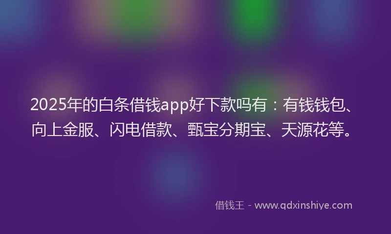 2025年的白条借钱app好下款吗有：有钱钱包、向上金服、闪电借款、甄宝分期宝、天源花等。