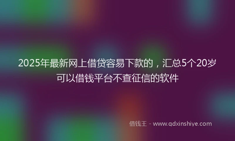 2025年最新网上借贷容易下款的，汇总5个20岁可以借钱平台不查征信的软件