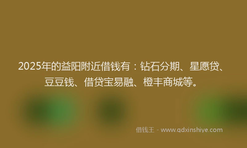 2025年的益阳附近借钱有：钻石分期、星愿贷、豆豆钱、借贷宝易融、橙丰商城等。