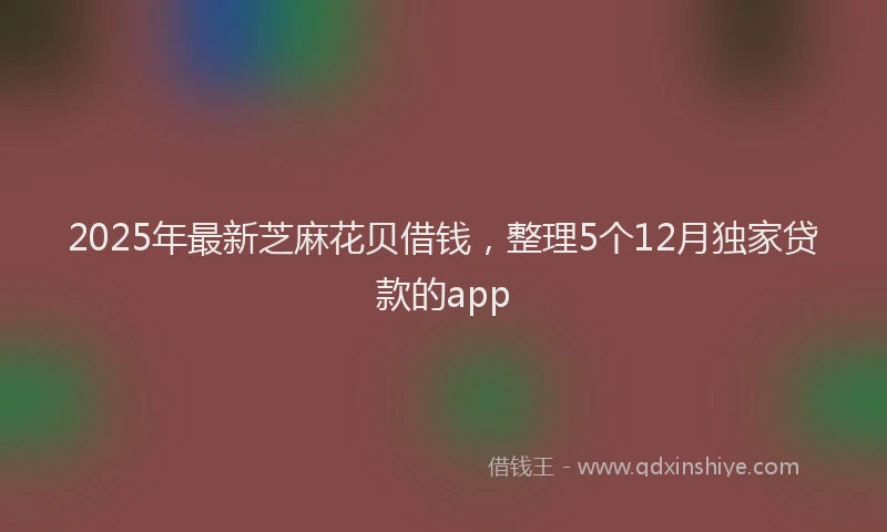2025年最新芝麻花贝借钱，整理5个12月独家贷款的app
