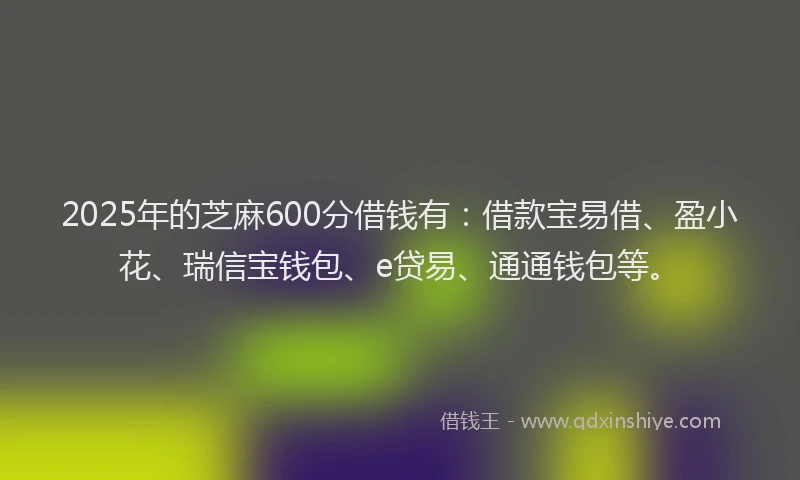 2025年的芝麻600分借钱有：借款宝易借、盈小花、瑞信宝钱包、e贷易、通通钱包等。