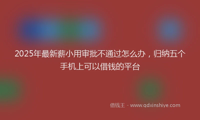 2025年最新薪小用审批不通过怎么办，归纳五个手机上可以借钱的平台