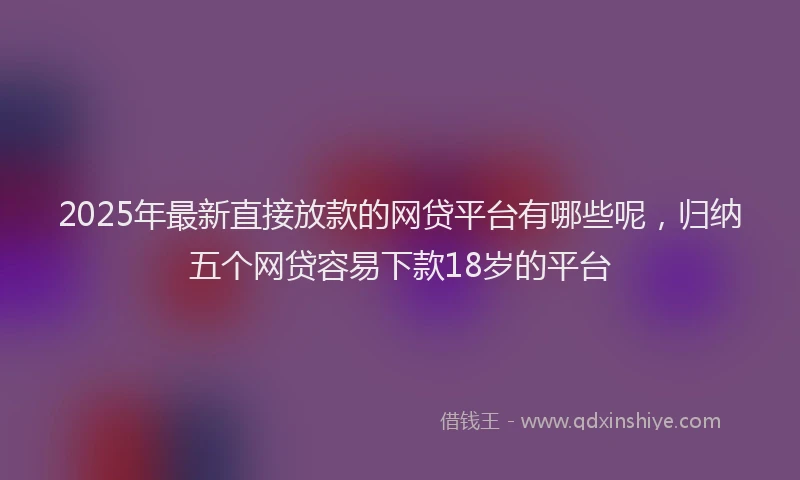 2025年最新直接放款的网贷平台有哪些呢，归纳五个网贷容易下款18岁的平台