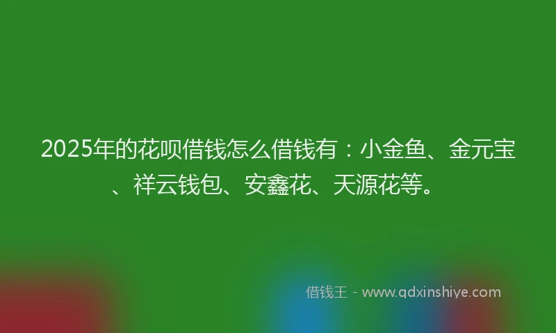 2025年的花呗借钱怎么借钱有：小金鱼、金元宝、祥云钱包、安鑫花、天源花等。
