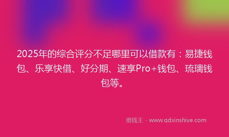 2025年的综合评分不足哪里可以借款有：易捷钱包、乐享快借、好分期、速享Pro+钱包、琉璃钱包等。